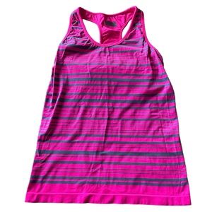 Athleta Pink Gray Striped Racerback Tank Top Size Medium